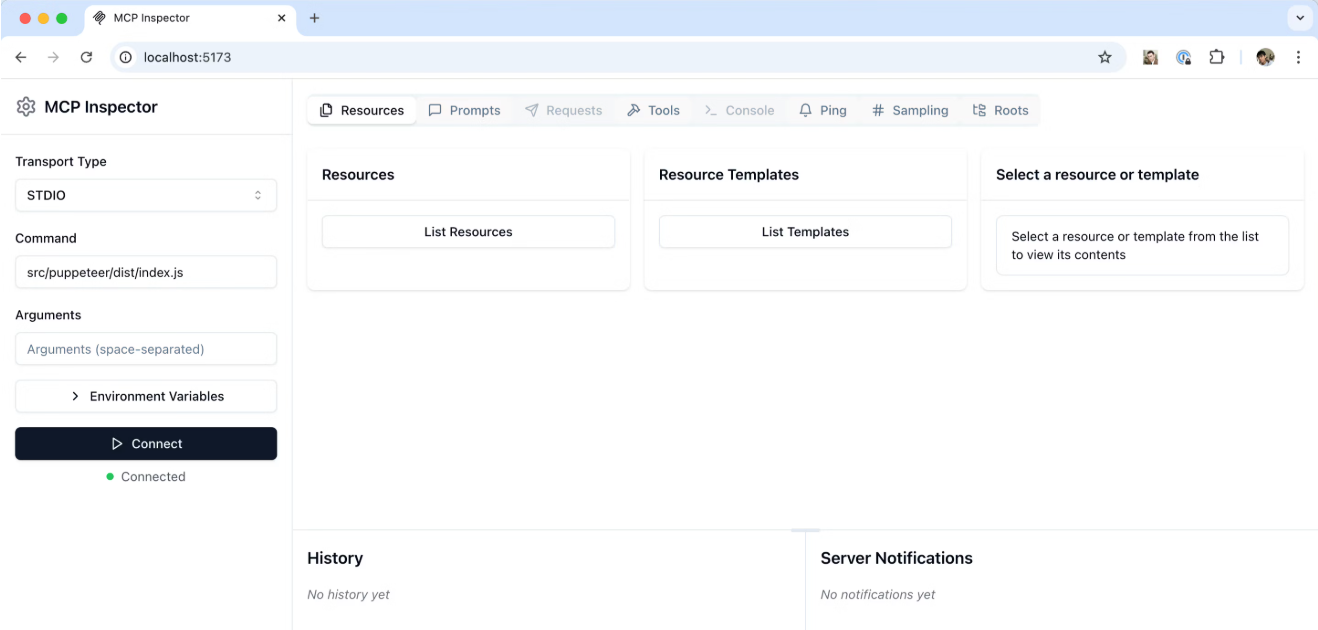 MCP Inspector 界面